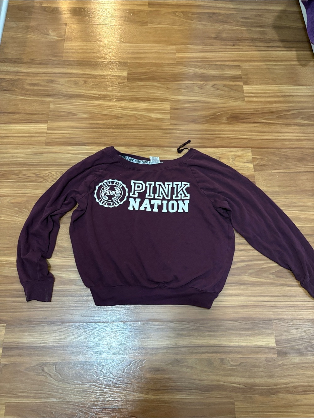 PINK Victoria's Secret Maroon 'PINK NATION' Crewneck Sweatshirt